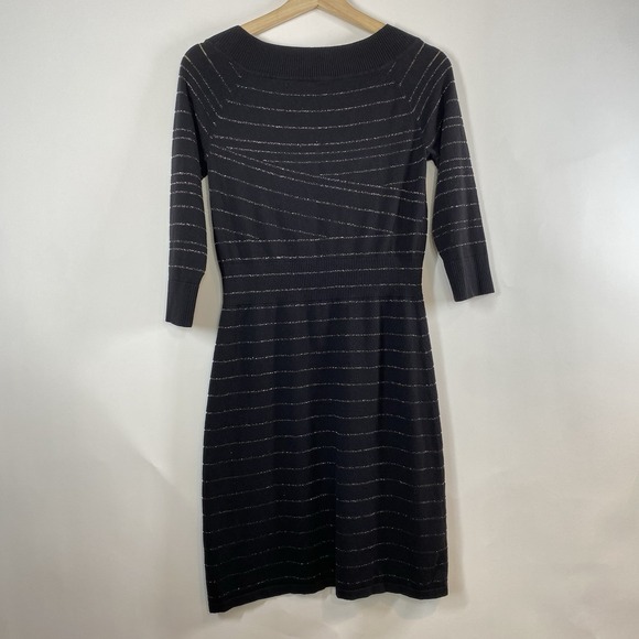 White House Black Market Women's Knit Sweater Dress Small Metallic Stripe - Picture 4 of 14